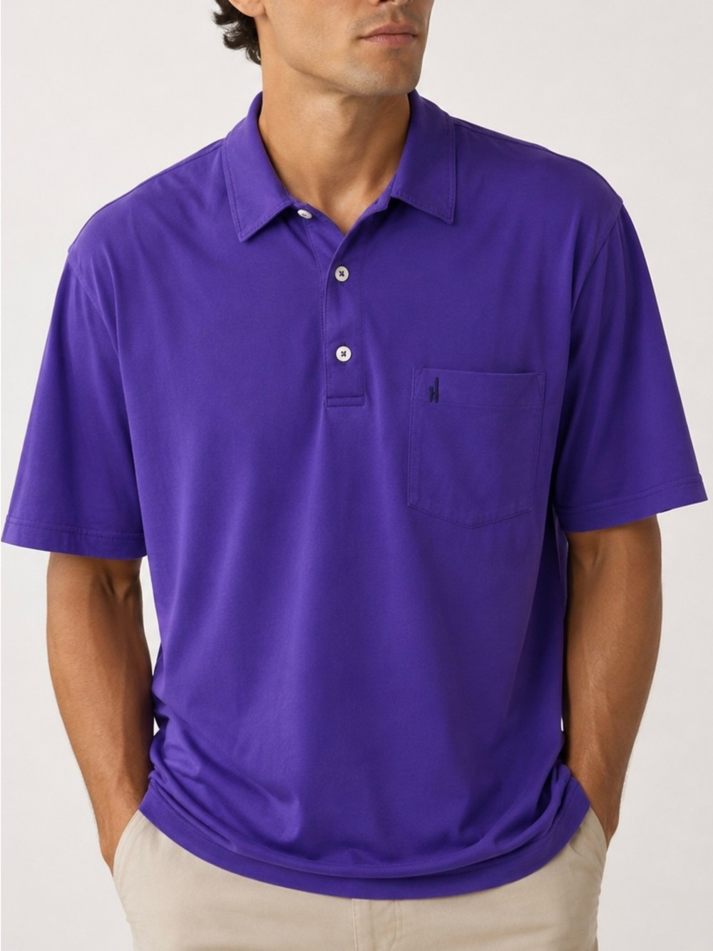 johnnie-O Purple Pocket Polo Shirt Size M Sporty Prep Elevated Casual